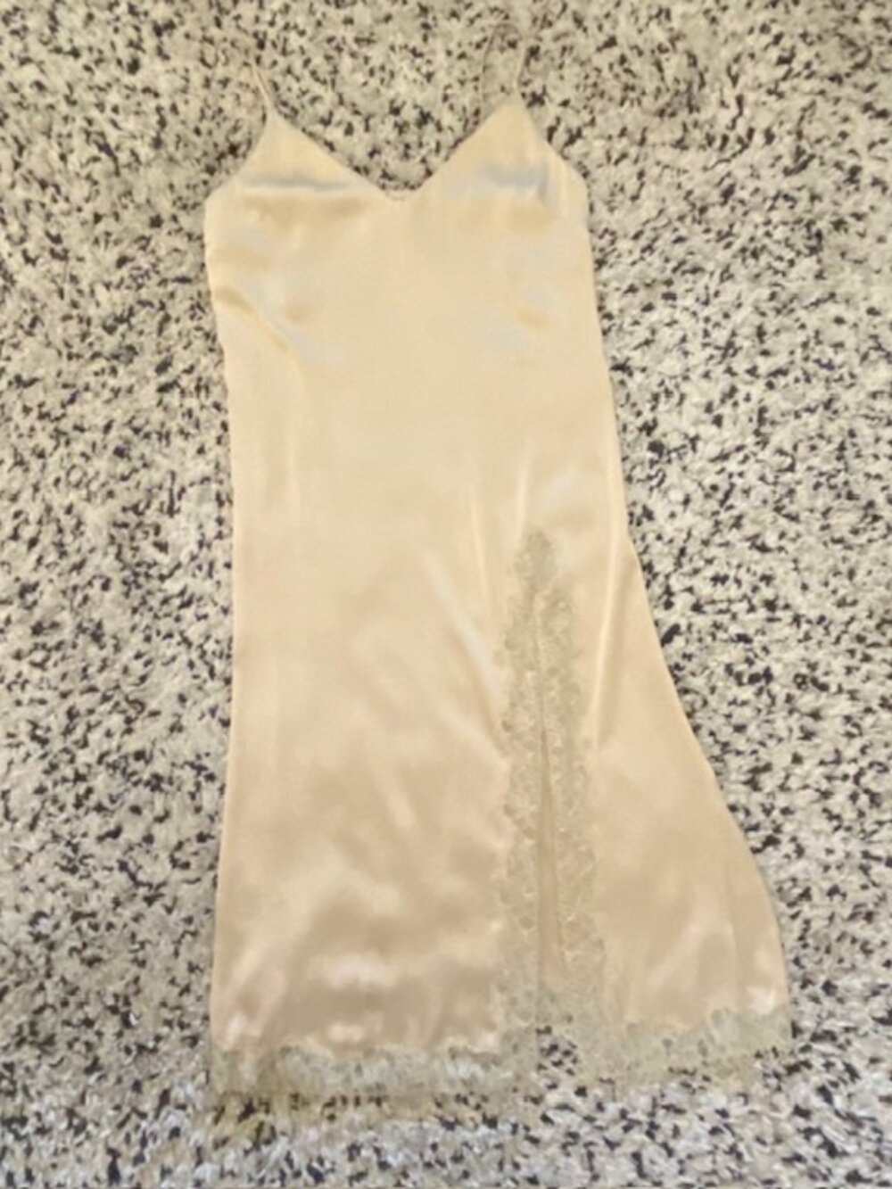 Wilfred Aritzia Satin Slip Dress with Lace Medium Midi Pale Gold - Picture 8 of 16
